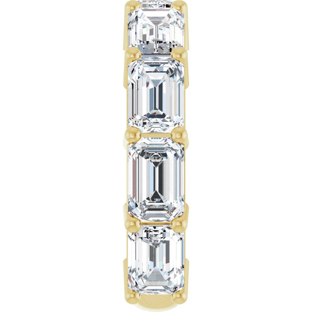 14K Gold Emerald Lab-Grown Diamond Shared-Prong Anniversary Band – 6x4 mm Stones - Yellow Gold - view 4