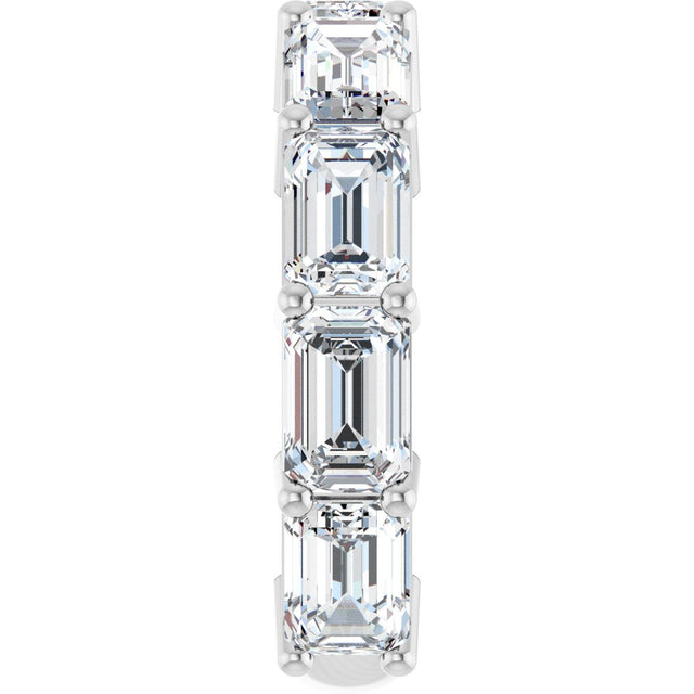 14K Gold Emerald Lab-Grown Diamond Shared-Prong Anniversary Band – 6x4 mm Stones - White Gold - view 4