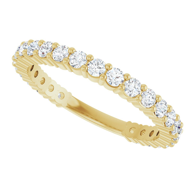 14K Gold Round Natural Diamond Shared-Prong Anniversary Band – 2 mm Stones - Yellow Gold - view 5