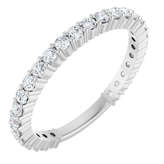 14K Gold Round Lab-Grown Diamond Shared-Prong Anniversary Band – 1.75 mm Stones (1/2 CTW) - White Gold