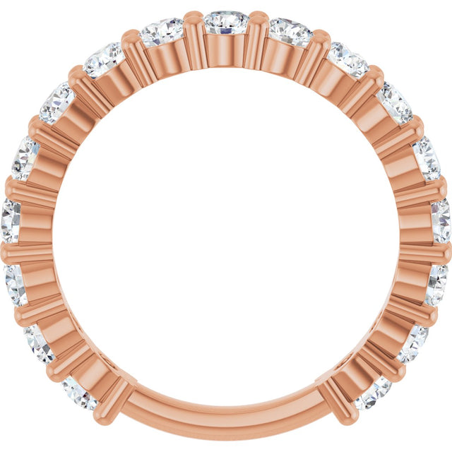 14K Gold Round Natural Diamond Shared-Prong Anniversary Band – 3 mm Stones - Rose Gold - view 2