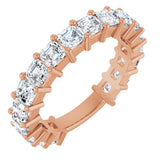 14K Gold Asscher Lab-Grown Diamond Shared-Prong Anniversary Band – 3x3 mm Stones - Rose Gold