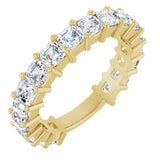 14K Gold Asscher Lab-Grown Diamond Shared-Prong Anniversary Band – 3x3 mm Stones - Yellow Gold