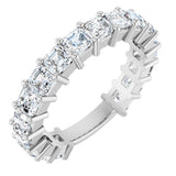 Platinum Asscher Lab-Grown Diamond Shared-Prong Anniversary Band – 3x3 mm Stones