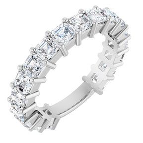 Platinum Asscher Lab-Grown Diamond Shared-Prong Anniversary Band – 3x3 mm Stones