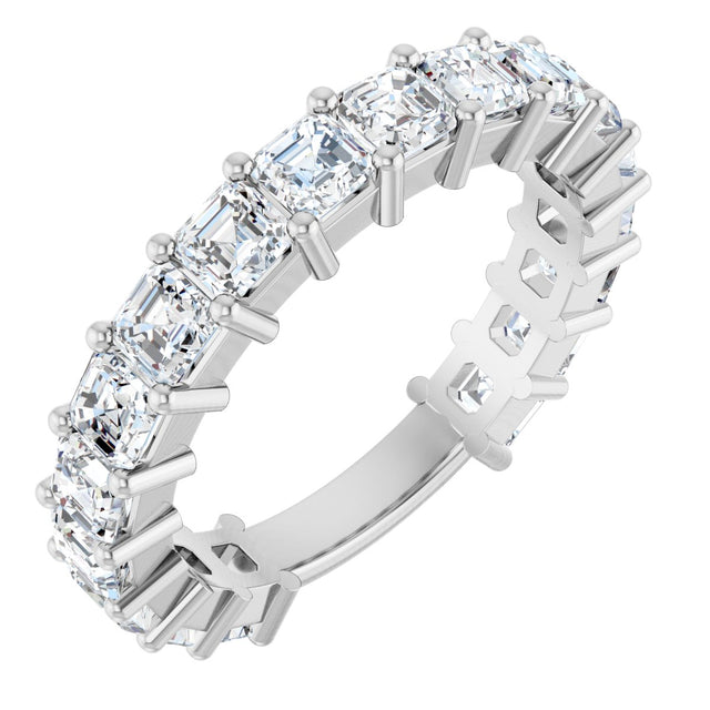 Platinum Asscher Lab-Grown Diamond Shared-Prong Anniversary Band – 3x3 mm Stones