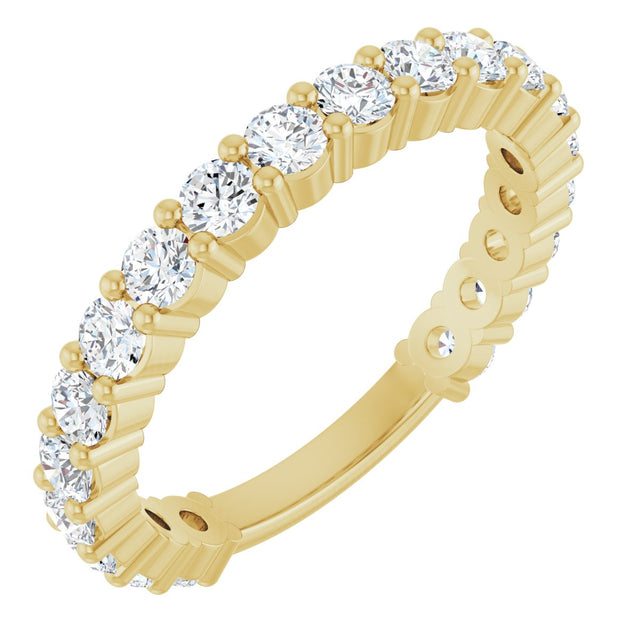 14K Gold Round Natural Diamond Shared-Prong Anniversary Band – 2.5 mm Stones - Yellow Gold