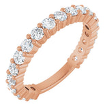 14K Gold Round Natural Diamond Shared-Prong Anniversary Band – 2.5 mm Stones - Rose Gold