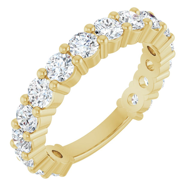 14K Gold Round Lab-Grown Diamond Shared-Prong Anniversary Band – 3.2 mm Stones (1 9/10 CTW) - Yellow Gold