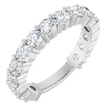 14K Gold Round Lab-Grown Diamond Shared-Prong Anniversary Band – 3.2 mm Stones (1 9/10 CTW) - White Gold