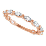 14K Gold Marquise Natural Diamond Shared-Prong Anniversary Band – 4x2 mm Stones - Rose Gold - view 5