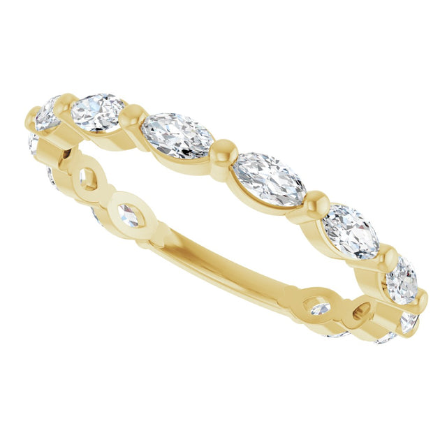 14K Gold Marquise Natural Diamond Shared-Prong Anniversary Band – 4x2 mm Stones - Yellow Gold - view 5