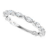 Platinum Marquise Natural Diamond Shared-Prong Anniversary Band – 4x2 mm Stones - view 5