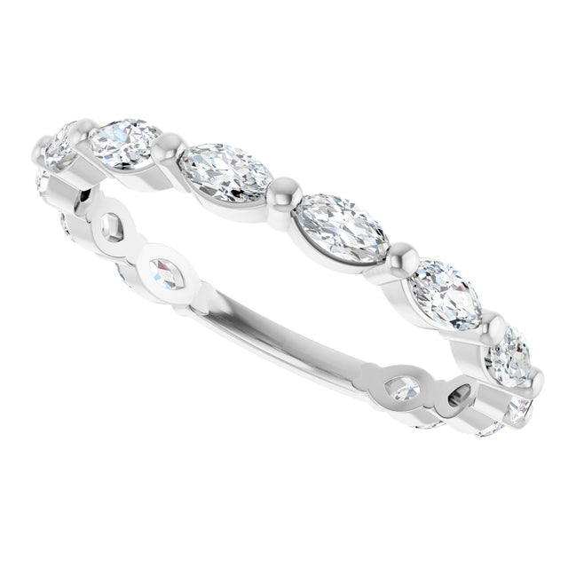 Platinum Marquise Lab-Grown Diamond Shared-Prong Anniversary Band – 4x2 mm Stones - view 5