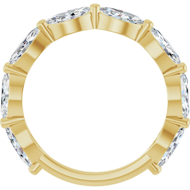 14K Gold Marquise Lab-Grown Diamond Shared-Prong Anniversary Band – 6x3 mm Stones - Yellow Gold - view 2