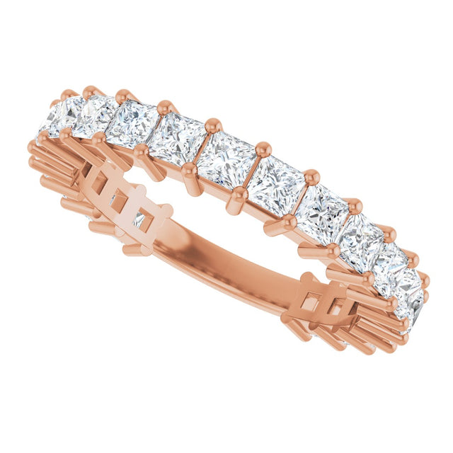 14K Gold Square Natural Diamond Shared-Prong Anniversary Band – 3/4–1 9/10 CTW - Rose Gold - view 5