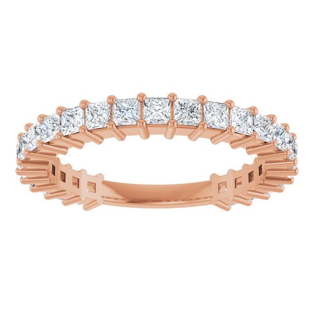 14K Gold Square Lab-Grown Diamond Shared-Prong Anniversary Band – 2x2 mm Stones - Rose Gold - view 3