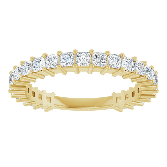 14K Gold Square Lab-Grown Diamond Shared-Prong Anniversary Band – 2x2 mm Stones - Yellow Gold - view 3