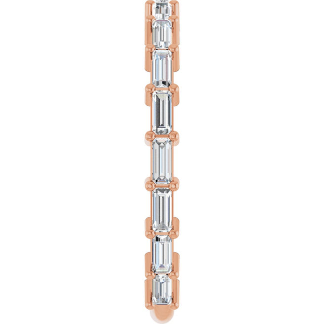 14K Gold Straight Baguette Lab-Grown Diamond Shared-Prong Anniversary Band – 3x1.3 mm Stones - Rose Gold - view 4