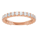 14K Gold Round Natural Diamond Shared-Prong Anniversary Band – 2.25 mm Stones - Rose Gold - view 3