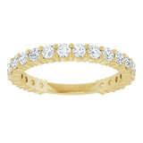 14K Gold Round Lab-Grown Diamond Shared-Prong Anniversary Band – 2.25 mm Stones (1 CTW) - Yellow Gold - view 3