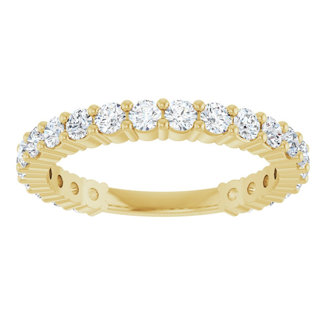 14K Gold Round Natural Diamond Shared-Prong Anniversary Band – 2.25 mm Stones - Yellow Gold - view 3