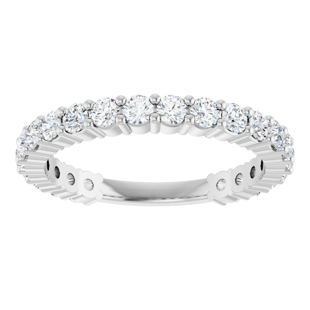 Platinum Round Natural Diamond Shared-Prong Anniversary Band – 2.25 mm Stones - view 3