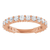 14K Gold Round Lab-Grown Diamond Shared-Prong Anniversary Band – 2.5 mm Stones - Rose Gold - view 3