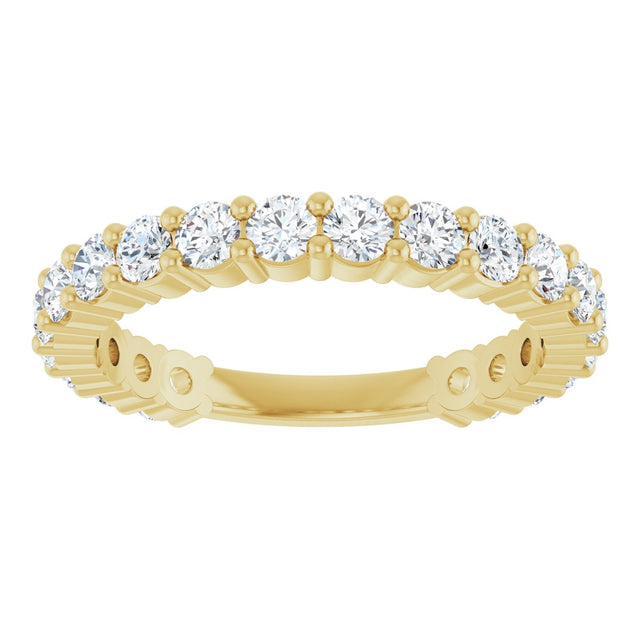 14K Gold Round Lab-Grown Diamond Shared-Prong Anniversary Band – 2.5 mm Stones - Yellow Gold - view 3