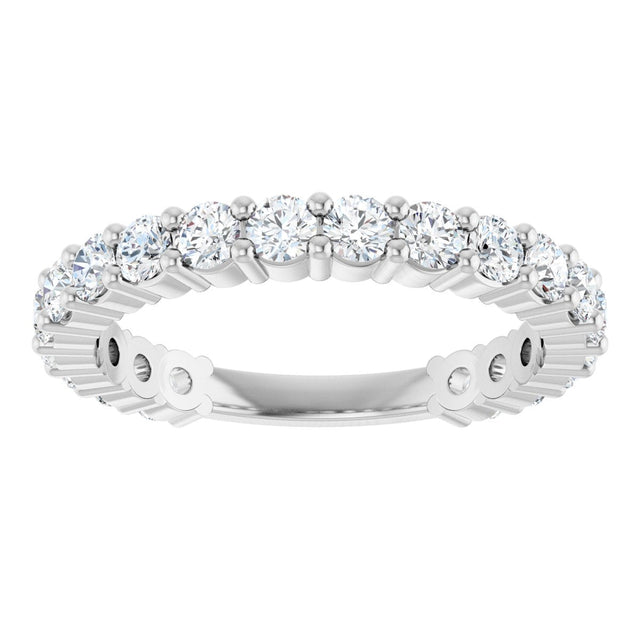 14K Gold Round Lab-Grown Diamond Shared-Prong Anniversary Band – 2.5 mm Stones - White Gold - view 3