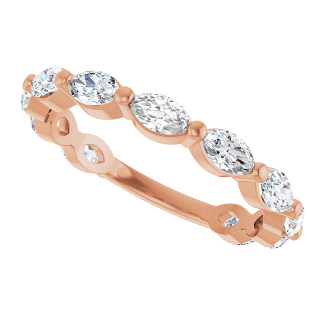 14K Gold Marquise Lab-Grown Diamond Shared-Prong Anniversary Band – 4.5x2.5 mm Stones - Rose Gold - view 5