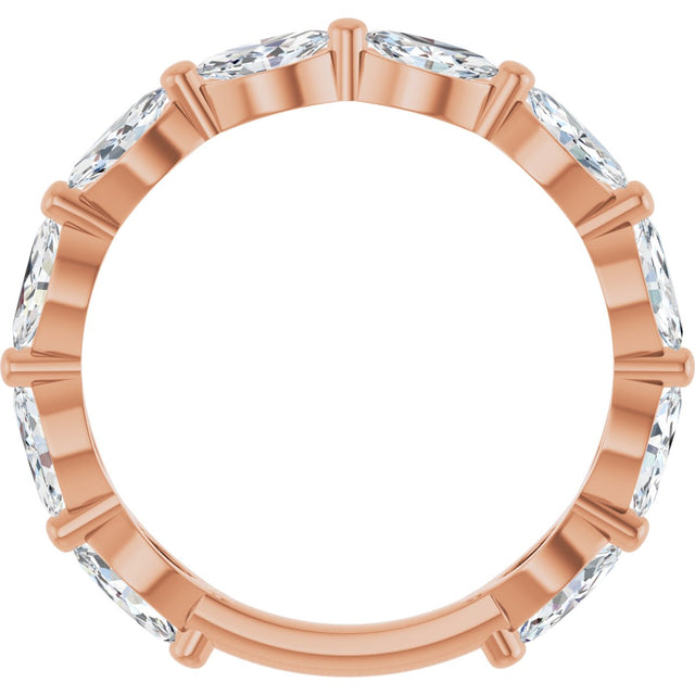 14K Gold Marquise Lab-Grown Diamond Shared-Prong Anniversary Band – 5x2.5 mm Stones - Rose Gold - view 2