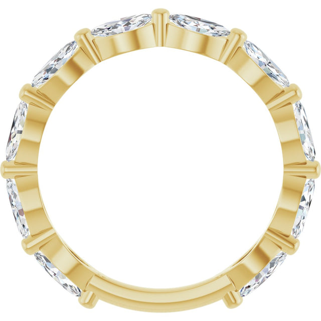 14K Gold Marquise Lab-Grown Diamond Shared-Prong Anniversary Band – 5x2.5 mm Stones - Yellow Gold - view 2