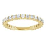 14K Gold Round Natural Diamond Shared-Prong Anniversary Band – 2 mm Stones - Yellow Gold - view 3