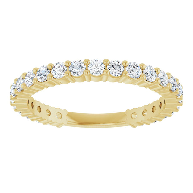 14K Gold Round Natural Diamond Shared-Prong Anniversary Band – 2 mm Stones - Yellow Gold - view 3