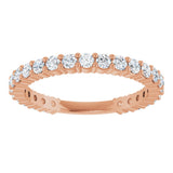 14K Gold Round Natural Diamond Shared-Prong Anniversary Band – 2 mm Stones - Rose Gold - view 3