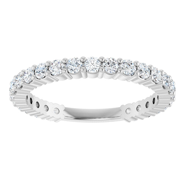 14K Gold Round Natural Diamond Shared-Prong Anniversary Band – 2 mm Stones - White Gold - view 3
