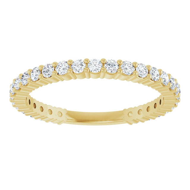14K Gold Round Natural Diamond Shared-Prong Anniversary Band – 1.7 mm Stones - Yellow Gold - view 3