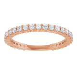 14K Gold Round Natural Diamond Shared-Prong Anniversary Band – 1.7 mm Stones - Rose Gold - view 3