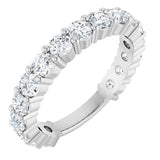 14K Gold Round Natural Diamond Shared-Prong Anniversary Band – 3 mm Stones - White Gold