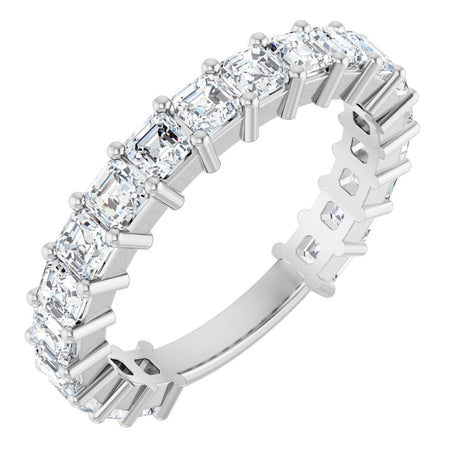 Platinum Asscher Lab-Grown Diamond Shared-Prong Anniversary Band – 2.6x2.6 mm Stones