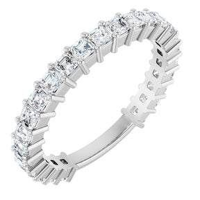 Platinum Asscher Lab-Grown Diamond Shared-Prong Anniversary Band – 2x2 mm Stones