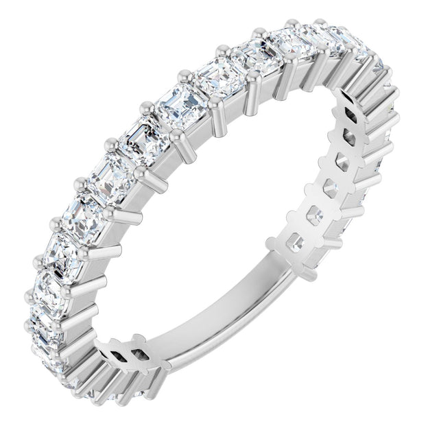 Platinum Asscher Lab-Grown Diamond Shared-Prong Anniversary Band – 2x2 mm Stones