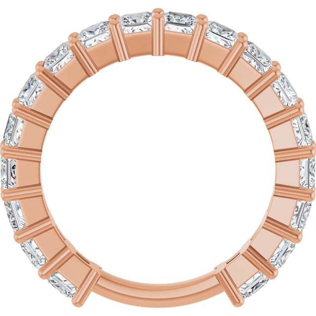 14K Gold Square Lab-Grown Diamond Shared-Prong Anniversary Band – 3x3 mm Stones - Rose Gold - view 2
