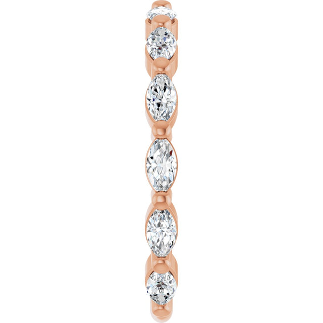 14K Gold Marquise Natural Diamond Shared-Prong Anniversary Band – 4x2 mm Stones - Rose Gold - view 4