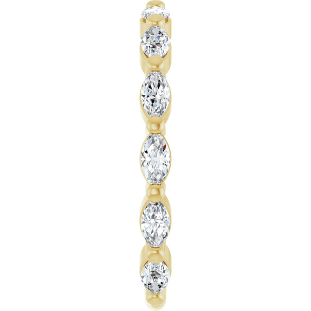14K Gold Marquise Natural Diamond Shared-Prong Anniversary Band – 4x2 mm Stones - Yellow Gold - view 4