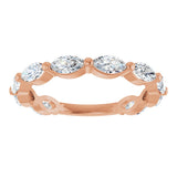 14K Gold Marquise Lab-Grown Diamond Shared-Prong Anniversary Band – 5x2.5 mm Stones - Rose Gold - view 3