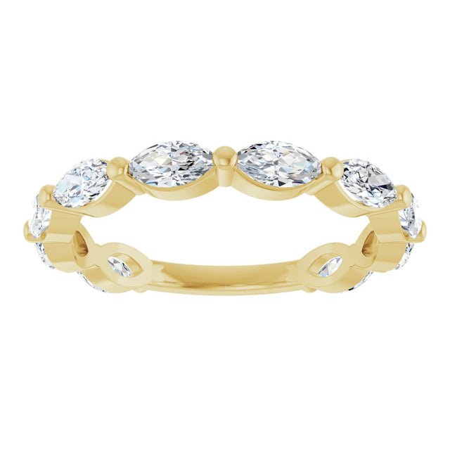 14K Gold Marquise Lab-Grown Diamond Shared-Prong Anniversary Band – 5x2.5 mm Stones - Yellow Gold - view 3
