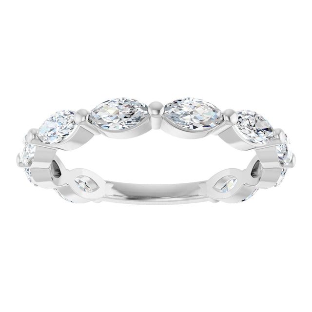 Platinum Marquise Lab-Grown Diamond Shared-Prong Anniversary Band – 5x2.5 mm Stones - view 3
