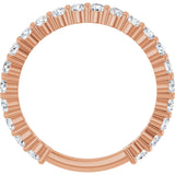 14K Gold Round Natural Diamond Shared-Prong Anniversary Band – 2.25 mm Stones - Rose Gold - view 2